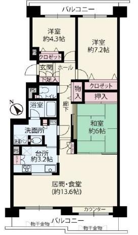 ラポール中の島の間取り画像