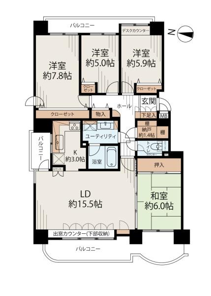 モン・レーブ新道東イーストタワーの間取り画像