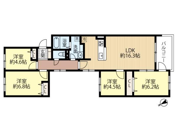 ハウスオブリザ伏古の間取り画像