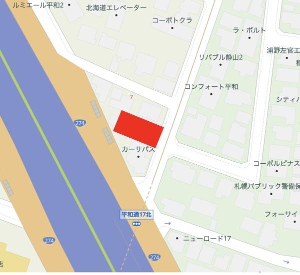 平和通16丁目北・土地(建築条件なし)の現地案内図画像