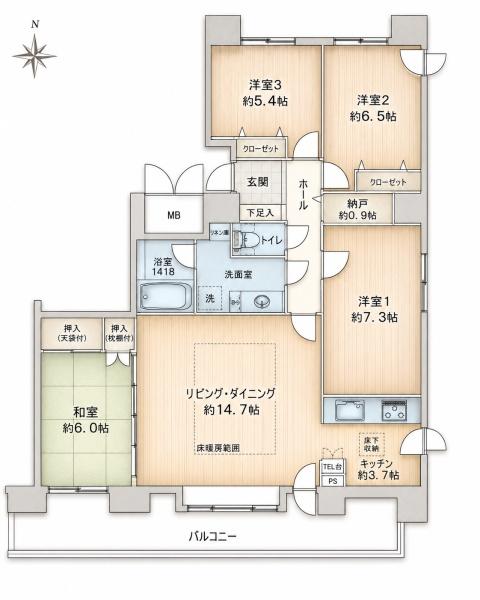 ロイヤルシャトー北円山EAST棟の間取り画像