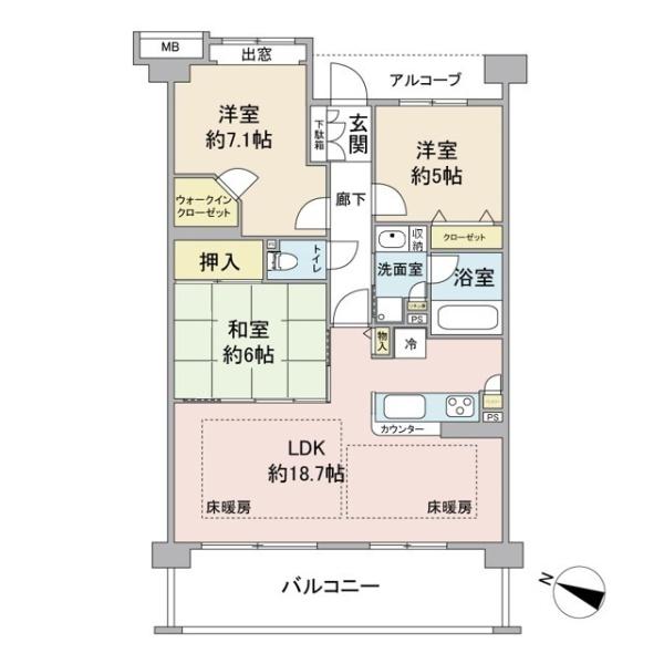 ルイシャトレ小平ウェルエア　新規内装リフォーム済！の間取り画像