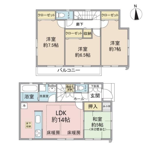 小平市小川町１丁目の中古一戸建の間取り画像