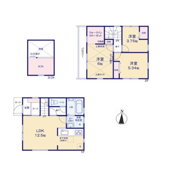 小平市仲町の新築一戸建の間取り画像
