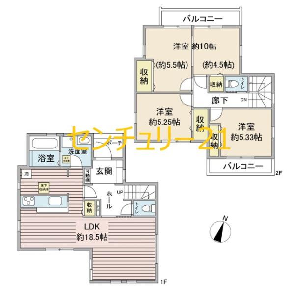 小平市小川西町３丁目の新築一戸建の間取り画像