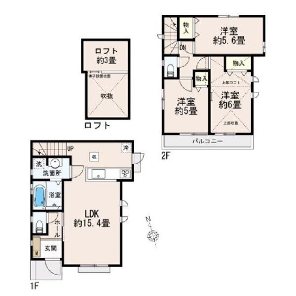 小平市美園町３丁目の新築一戸建の間取り画像