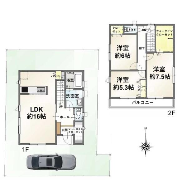 小平市津田町3丁目の土地のプラン例(間取図)画像