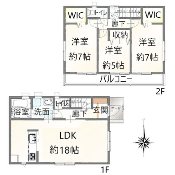 小平市小川町２丁目の土地のプラン例（間取図）画像