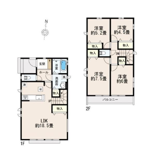 小平市小川町1丁目の新築一戸建の間取り画像