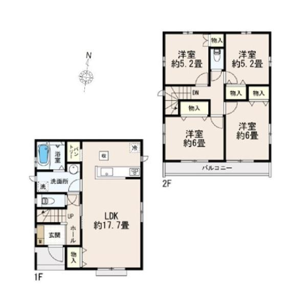 小平市小川町1丁目の新築一戸建の間取り画像