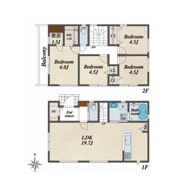 東村山市富士見町3丁目の土地のプラン例(間取図)画像