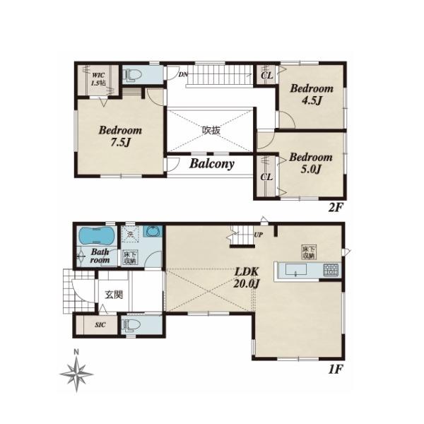 東村山市富士見町3丁目の土地のプラン例(間取図)画像