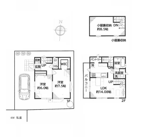 小平市学園西町3丁目の土地のプラン例(間取図)画像