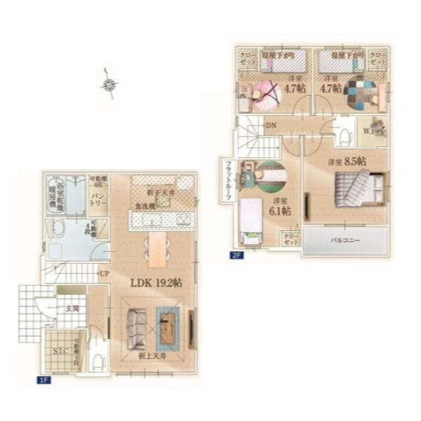 小平市小川町1丁目の新築一戸建の間取り画像