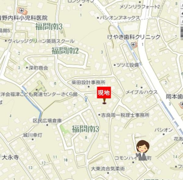 福津市福間南2丁目宅地の現地案内図画像