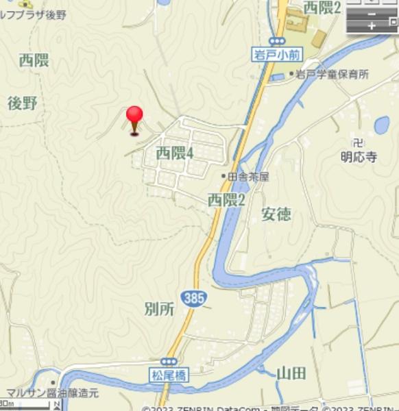 那珂川市大字西隈字城林谷土地の現地案内図画像