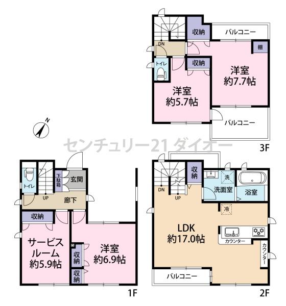 江戸川区東小岩２丁目の中古一戸建の間取り画像