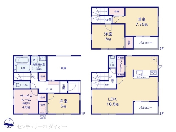 江戸川区北小岩８丁目の新築一戸建の間取り画像