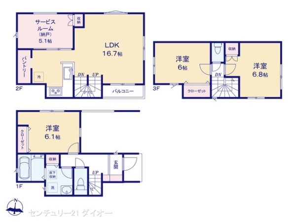 江戸川区北小岩７丁目の新築一戸建の間取り画像