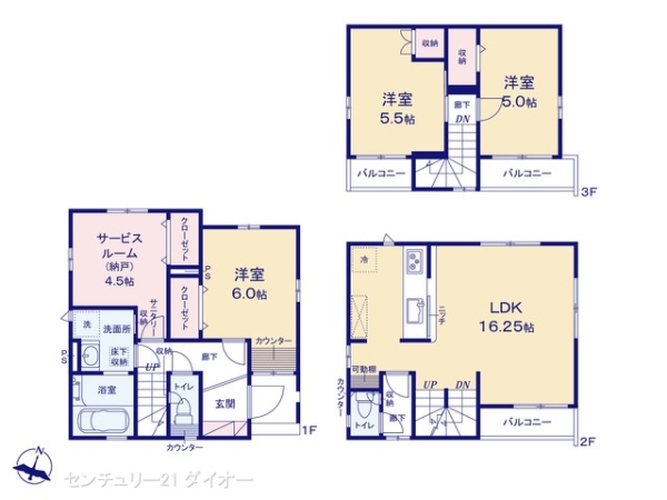 江戸川区鹿骨3丁目2号棟の間取り画像