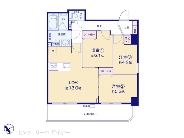 ブライトコート平井６Fフルリノの間取り画像