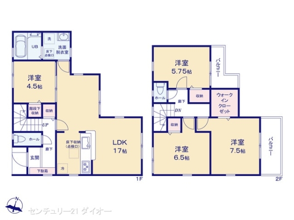 葛飾区西水元４丁目の新築一戸建の間取り画像