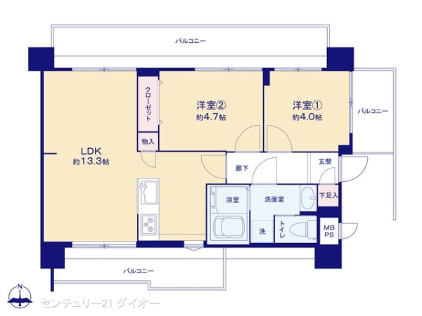 セザールお花茶屋の間取り画像