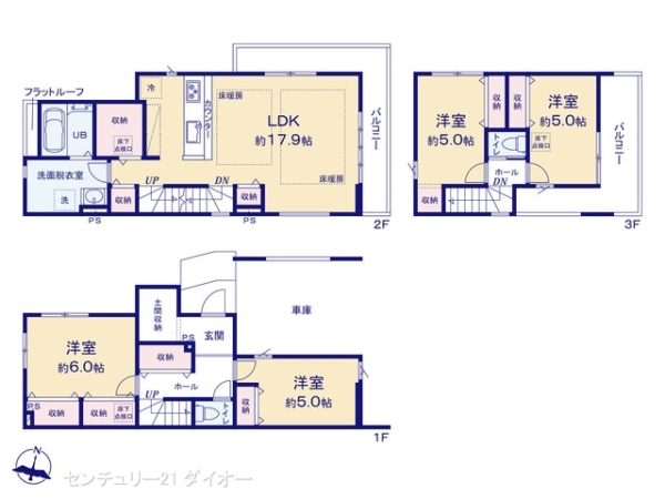 江戸川区北小岩７丁目の新築一戸建の間取り画像