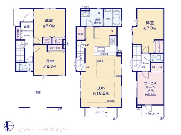 江戸川区下篠崎町3号棟の間取り画像