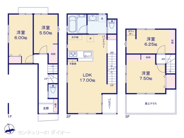 江戸川区南小岩4丁目の新築一戸建の間取り画像
