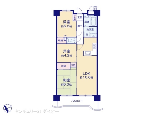 セザール船堀最上階フルリフォームの間取り画像