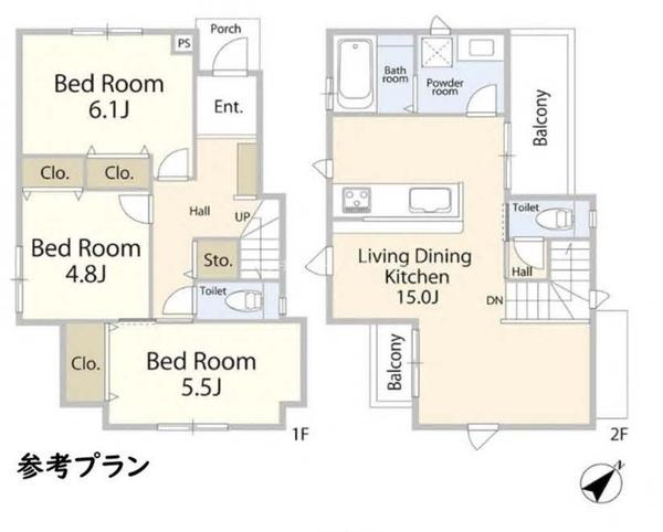 葛飾区堀切1丁目建築条件なし土地のプラン例（間取図）画像
