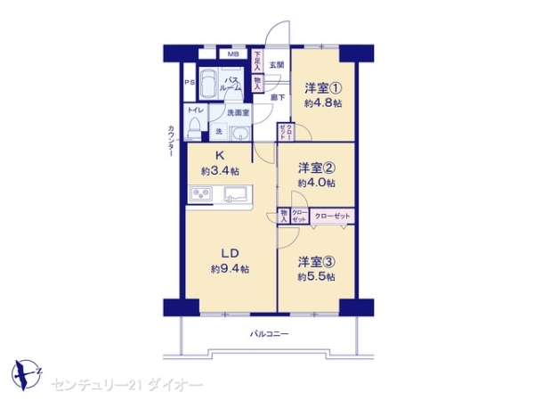 ゾンネンハイム葛西７Fリノ済の間取り画像