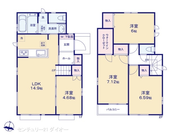 葛飾区奥戸4丁目の新築一戸建の間取り画像