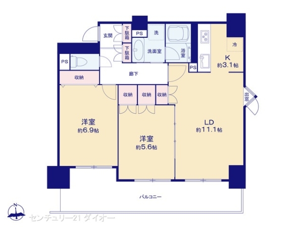 ヴェルアージュ亀有リフォ済の間取り画像