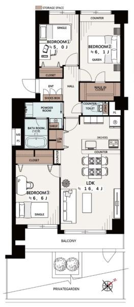 グリーンキャピタル新小岩フルリノの間取り画像