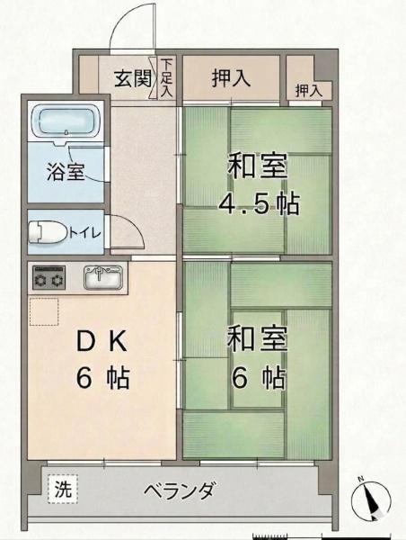 昭和コーポ谷津A棟の間取り画像