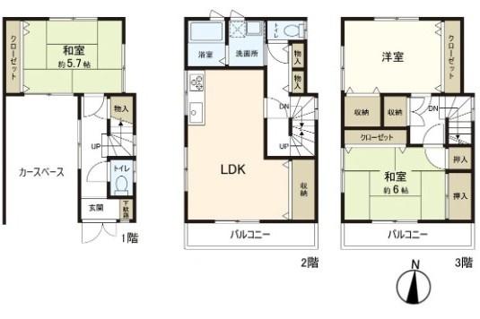 江戸川区西小岩3丁目の中古一戸建の間取り画像