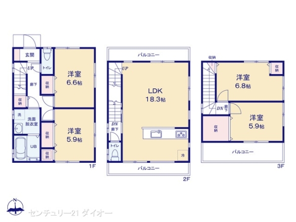 葛飾区西新小岩3丁目の新築一戸建の間取り画像