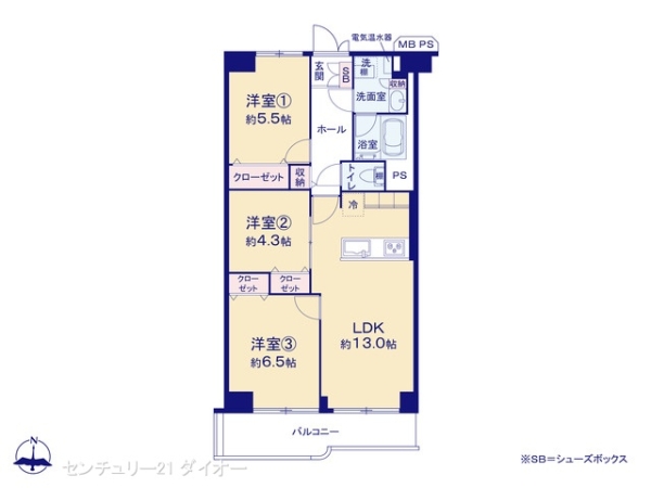 南篠崎スカイハイツＢ棟の間取り画像
