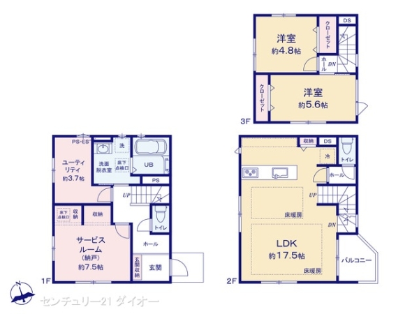 葛飾区亀有4丁目の新築一戸建の間取り画像