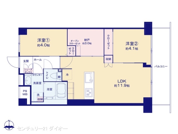 恒陽綾瀬マンションの間取り画像