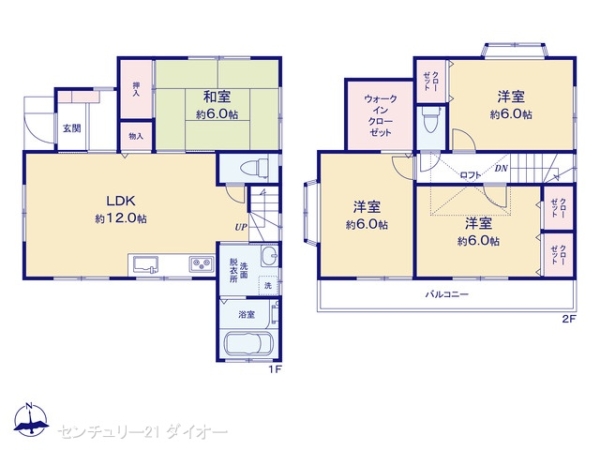 江戸川区鹿骨５丁目の中古一戸建の間取り画像