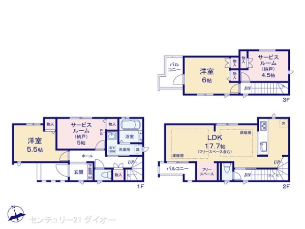 江戸川区一之江７丁目の新築一戸建の間取り画像