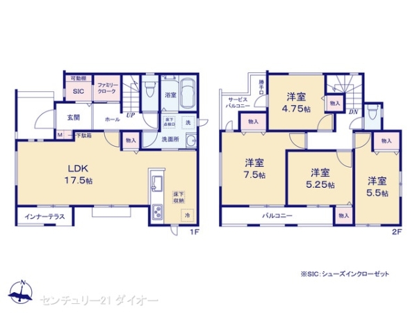 葛飾区西亀有２丁目の新築一戸建の間取り画像