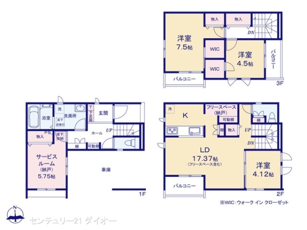江戸川区北小岩3丁目の新築一戸建の間取り画像