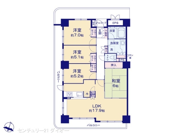 ビューネタワー平井の間取り画像