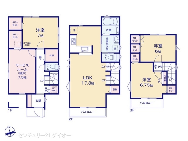 江戸川区大杉３丁目の新築一戸建の間取り画像