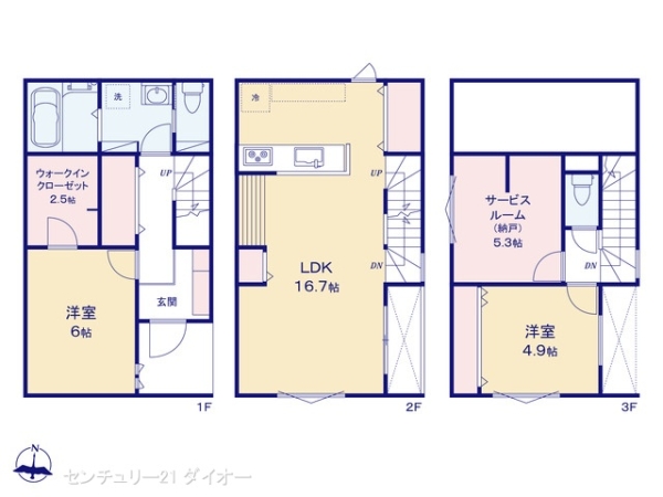 葛飾区西亀有2丁目の新築一戸建の間取り画像