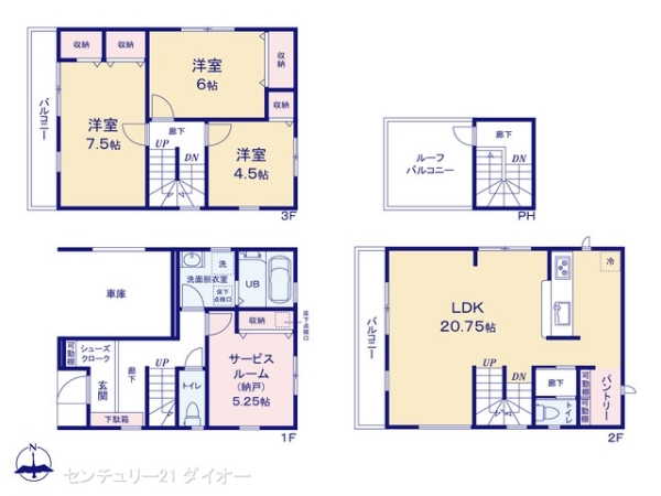 江戸川区西葛西8丁目の新築一戸建の間取り画像